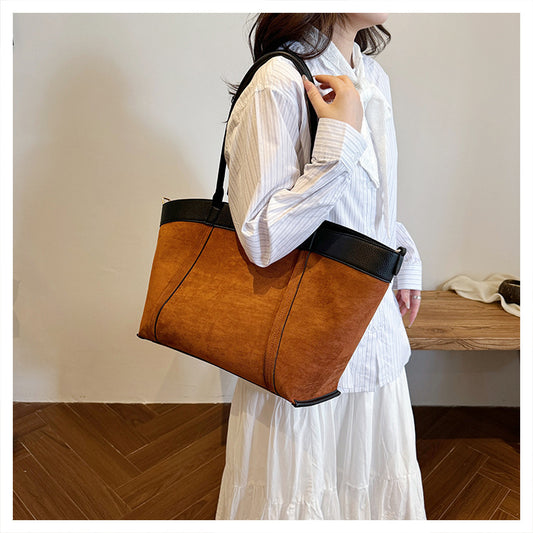 Large Suede Leather Tote Bag for Women