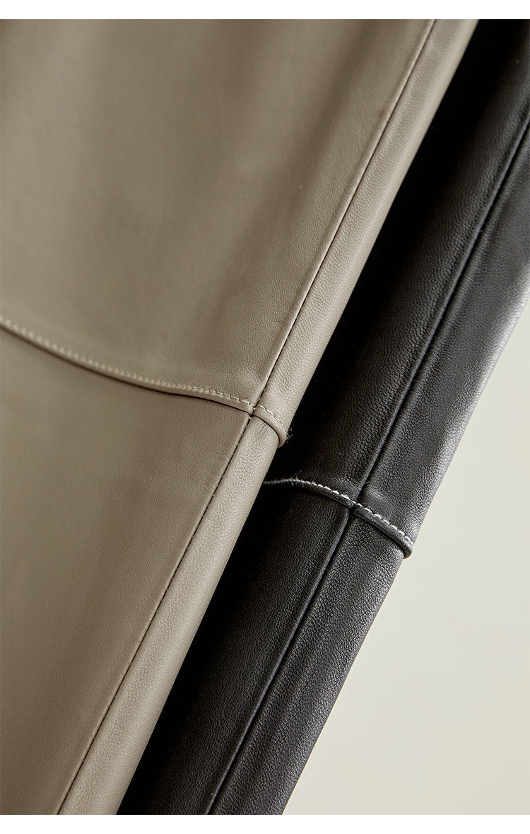 Irregular Cut Leather Wide Leg Pants for Women Cropped Straight Fit