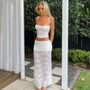 White Lace Two-Piece Backless Spaghetti Strap Set