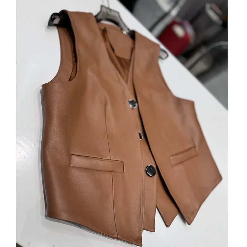 Women Leather Vest For Office