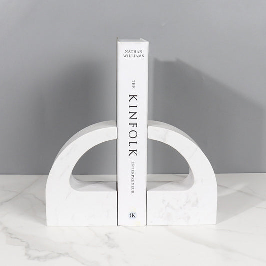 Modern Natural Marble Bookends for Home Office and Living Room