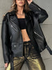 Women’s PU Oversized Leather Biker Jacket