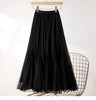 White pleated mesh skirt with elastic waistband