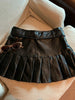 Women Pleated Leather Skirt