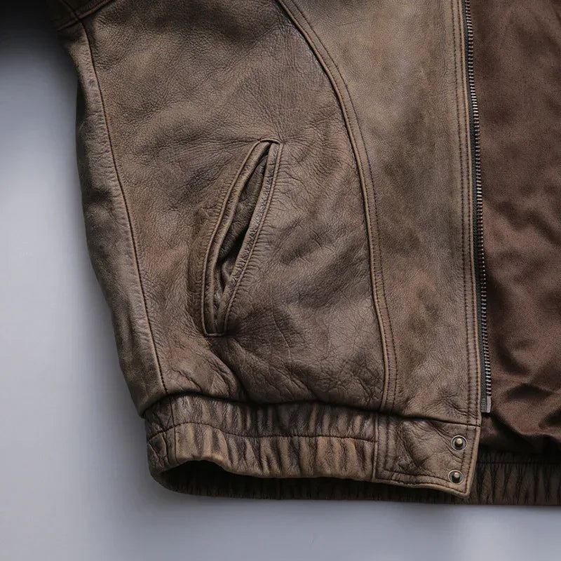 Men’s Vintage Distressed Nubuck Leather Jacket
