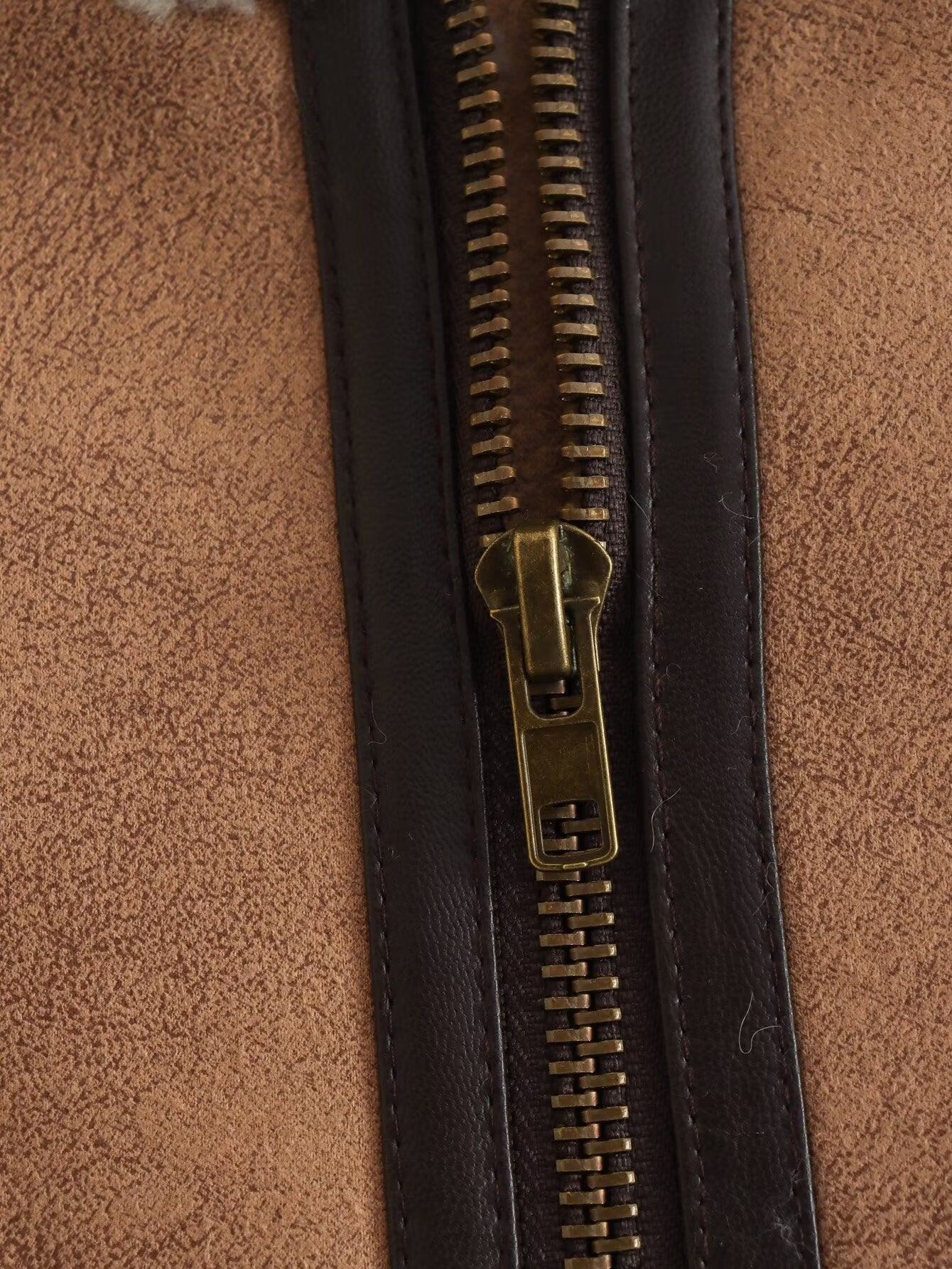 Faux suede fleece lined sleeveless vest jacket