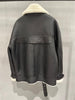 Women Genuine Leather Bomber Jacket with Real Fur