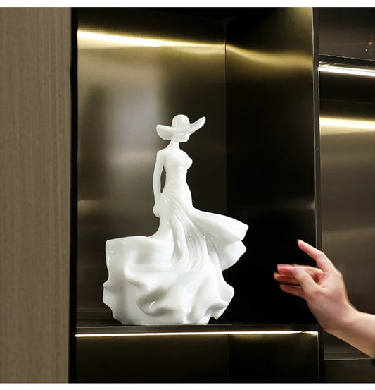 Natural Marble Woman Figurine Light Luxury Sculpture