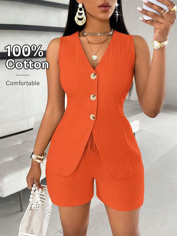 Sleeveless Vest And Shorts Women