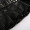 Imitation Leather Belted Mini Skirt