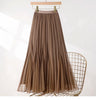 White pleated mesh skirt with elastic waistband