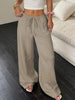 White Cotton Lounge High Waisted Pants for Women with Pockets