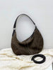 Suede Leather Underarm Crescent Shoulder Bag