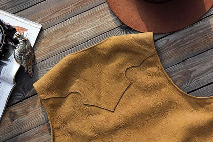 Orange washed vintage leather vest for men