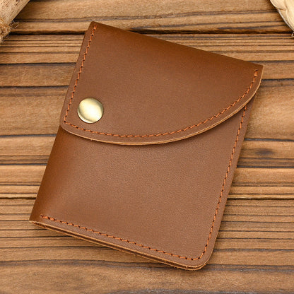 Men’s Leather Card Holder Crazy Horse Cowhide Slim Snap Wallet