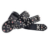 Black Leather Biker Belt with Rivets for Men and Women