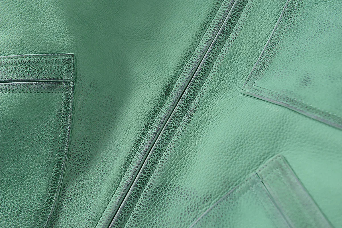 Men’s Distressed Emerald Green Leather Jacket