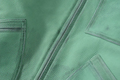 Men’s Distressed Emerald Green Leather Jacket