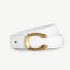 Women’s Black Leather Belt with Slim Gold C Buckle