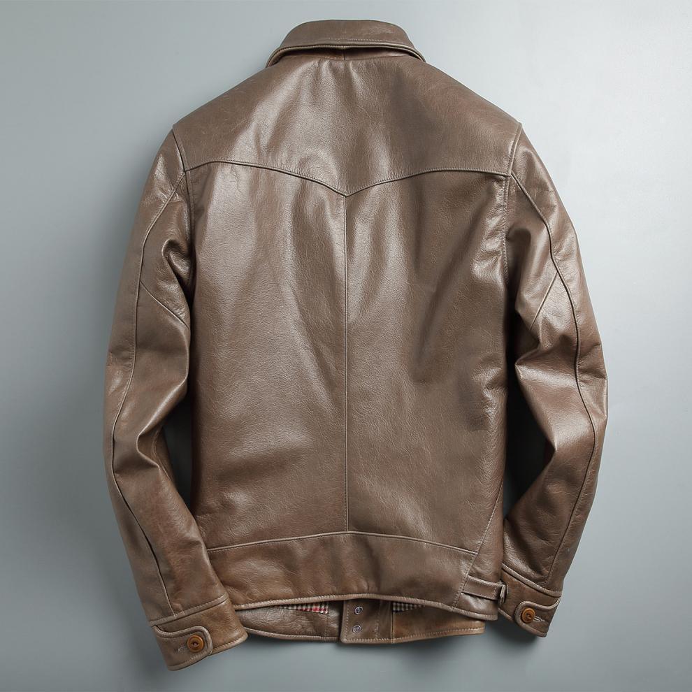 Men’s Oil-Waxed Leather Slim Fit Jacket