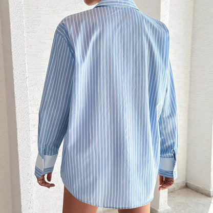 blue striped women's shirt