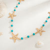 Women’s Gold Starfish Waist Chain with Turquoise Colored Beads