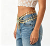 Gold Waist Chain with Coin Tassels and Blue Accent