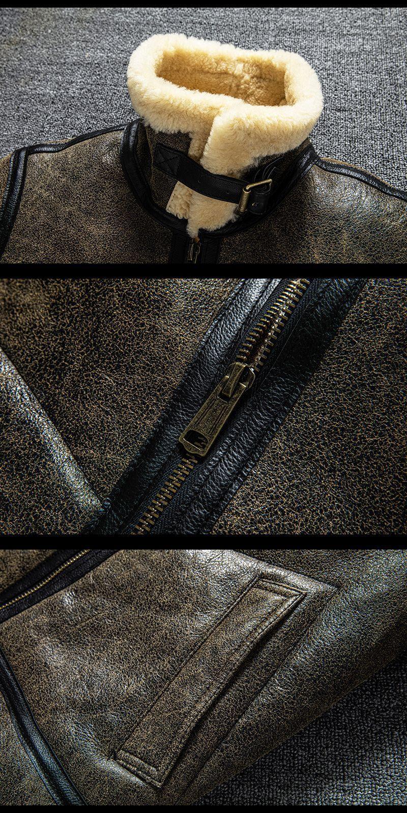 Retro Classic Shearling Leather Jacket Men’s