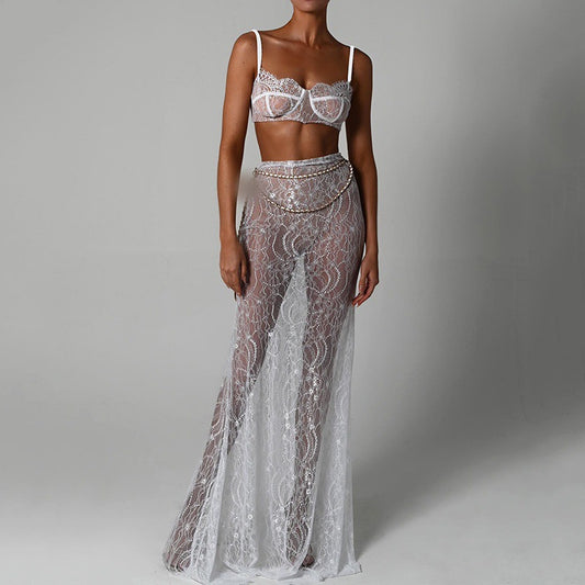 Sheer Lace Two Piece Fishtail Set