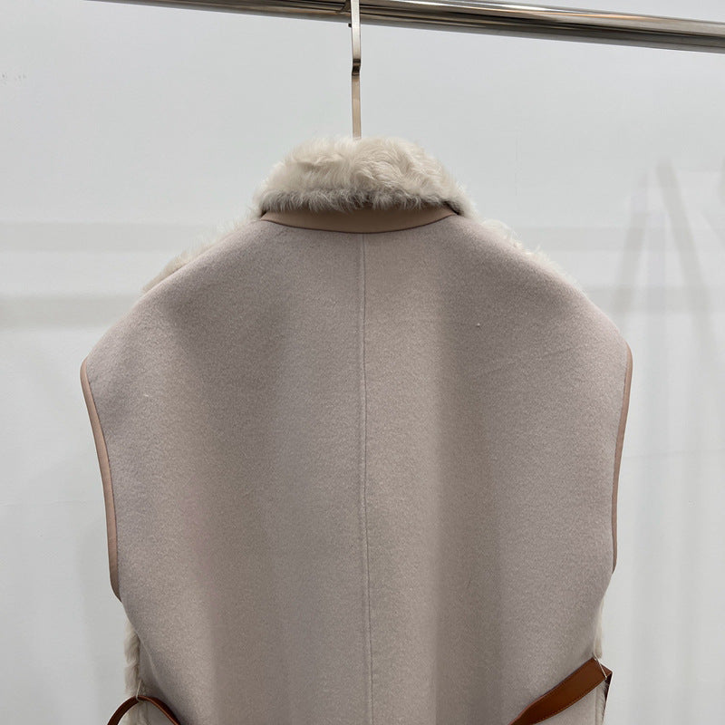 Reversible Women Sheepskin Fur And Cashmere Vest