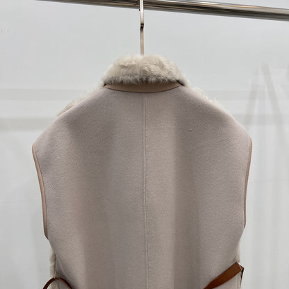 Reversible Women Sheepskin Fur And Cashmere Vest