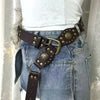 Women fur belt punk waist accessory with studded buckle