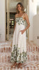 Tropical Palm Print Spaghetti-Strap Empire-Waist Maxi Beach Dress