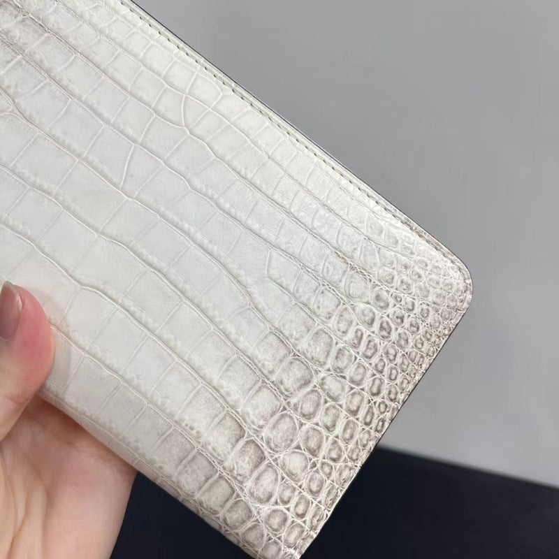 White Genuine Crocodile Leather Long Wallet