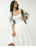 White linen a line midi sundress square neck summer