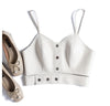 Leather Camisole Vest Cropped Corset Top with Snap Belt
