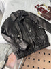 Retro black women leather flight jacket