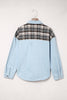 Plaid Patchwork Oversized Denim Shirt Jacket for Women