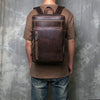 Retro leather backpack for men 15 inch laptop
