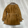 Women Brown Suede Jacket with Sheepskin Collar