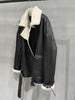 Women Genuine Leather Bomber Jacket with Real Fur