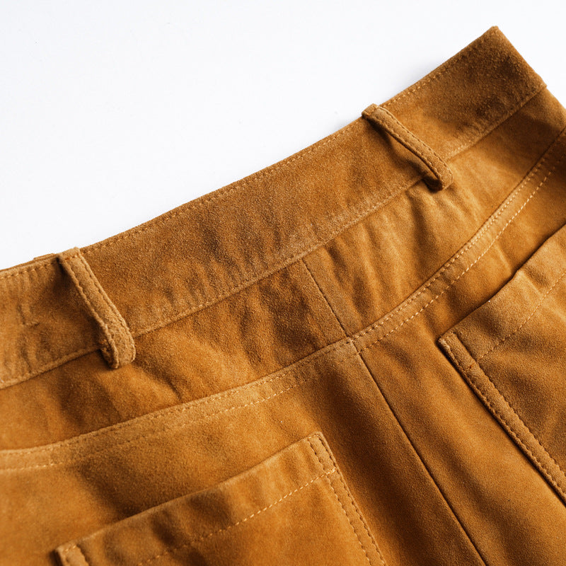 Brown Suede Fringe Leather Skirt Tassel Bodycon