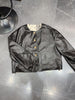 Women Leather Bomber Jacket Oil Waxed Black S