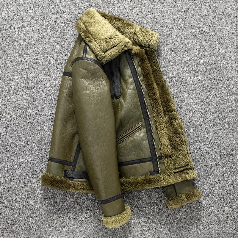 genuine shearling coat mens green