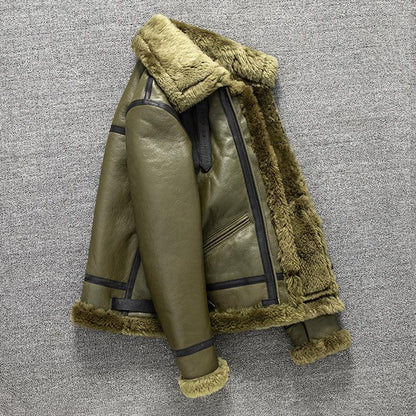 genuine shearling coat mens green