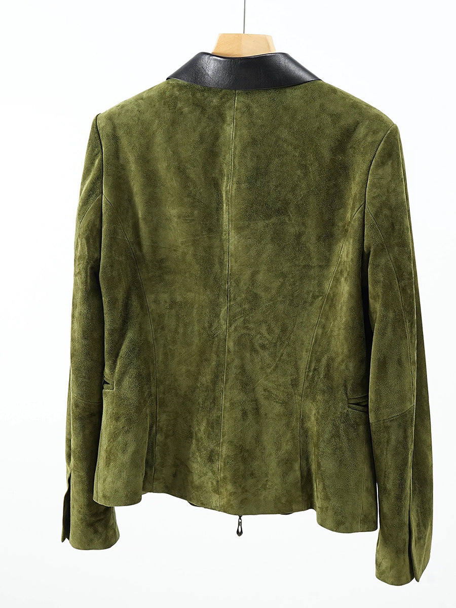 Genuine Goatskin Suede Leather Women's Jacket