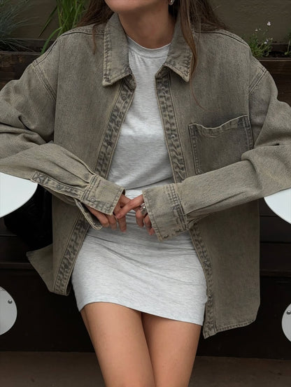 lightweight denim shirt long sleeves oversized womens
