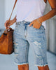 Distressed Pockets Denim Shorts Women