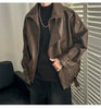Men’s Oversized Leather Pilot Jacket Black & Brown Biker Style
