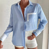 blue striped women's shirt